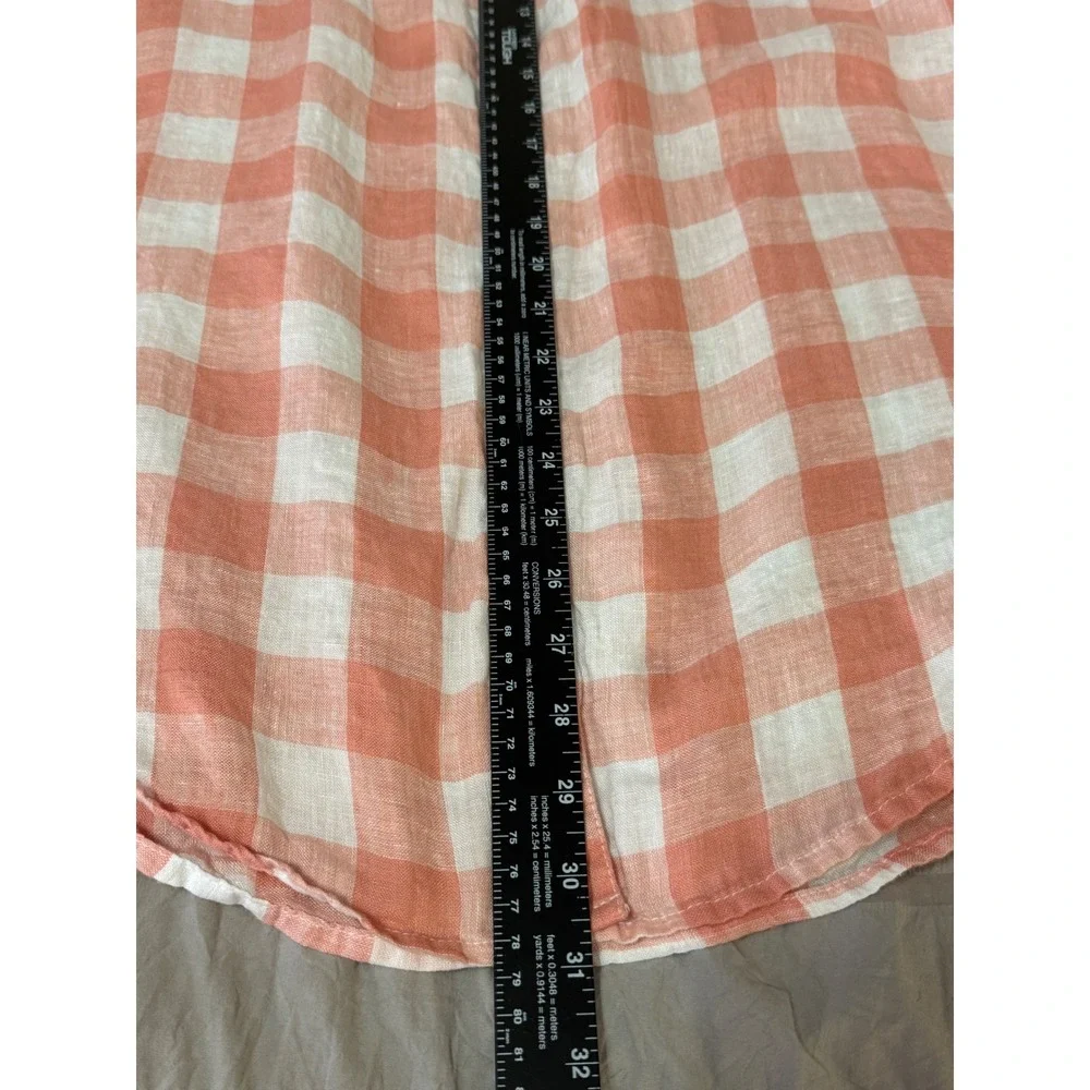 Isaac Mizrahi‎ Linen Sleeveless Button Down Top Plaid Beach Resort Vaca Shirt XL - Picture 6 of 6